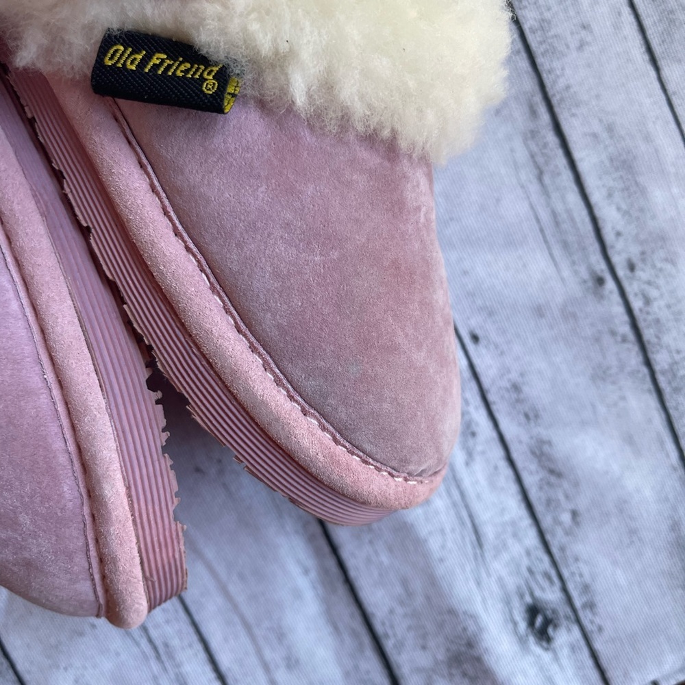 Old Friend children's acrylic fleece-lined pink scuff slippers - Picture 3 of 10